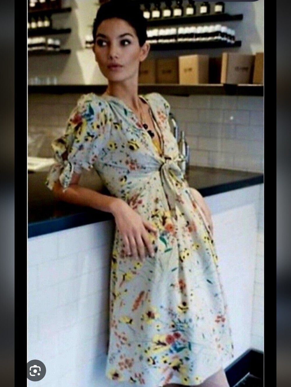 Baraschi Anthropologie Floral Tie-Front Midi Floral 100% Silk Dress_Large